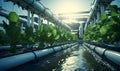 hydroponic greenhouse vegetable cultivation, ai generative Royalty Free Stock Photo