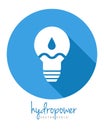 Hydropower concept with waterdrop and lightbulb