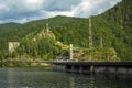 Hydropower construction, waterworks Dam Vidrau on Transfagarasan highway in Romania. Dam and reservoir on Lake Vidraru
