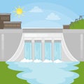 Hydropower dam illustration. Royalty Free Stock Photo