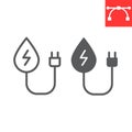 Hydropower line and glyph icon, energy and ecology, water energy sign vector graphics, editable stroke linear icon, eps