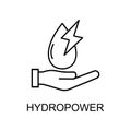 hydropower outline icon. Element of enviroment protection icon with name for mobile concept and web apps. Thin line hydropower