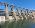 Hydropower Plant on the Nistru river in Dubasari Dubossary, Moldova. Hydro power station, water dam, renewable electric energy Royalty Free Stock Photo