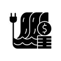 Hydropower pricing black glyph icon