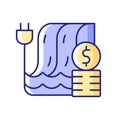 Hydropower pricing RGB color icon