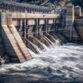 Dynamic Energy: Hydroelectric Power Plant in Action, generative ai