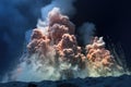 hydrothermal vents releasing hot water plumes