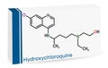 Hydroxychloroquine molecule. It is antimalarial medication used to treat malaria, COVID-19, rheumatoid arthritis, lupus