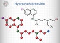 Hydroxychloroquine molecule. It is antimalarial medication used to treat malaria, COVID-19, rheumatoid arthritis, lupus