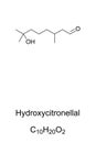 Hydroxycitronellal, chemical structure and formula Royalty Free Stock Photo