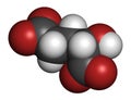 2-hydroxyglutarate molecule. 3D rendering. Atoms are represented as spheres with conventional color coding: hydrogen (white),