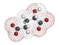 2-hydroxyglutarate molecule. 3D rendering. Atoms are represented as spheres with conventional color coding: hydrogen (white),