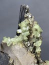 Hydroxyl green herderite bunch with tourmaline specimen from skardu pakistan Royalty Free Stock Photo