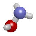 Hydroxylamine molecule. 3D rendering. Atoms are represented as spheres with conventional color coding: hydrogen white, oxygen