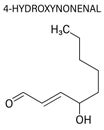 4-Hydroxynonenal or HNE molecule. Skeletal formula. Royalty Free Stock Photo