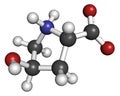 Hydroxyproline (Hyp) amino acid. Essential component of collagen. Atoms are represented as spheres with conventional color coding Royalty Free Stock Photo