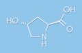 Hydroxyproline Hyp amino acid. Essential component of collagen. Skeletal formula.