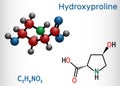 Hydroxyproline , Hyp, C5H9NO3 molecule. It is is a common proteinogenic amino acid and a major component of the protein collagen.