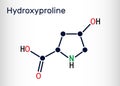 Hydroxyproline , Hyp, C5H9NO3 molecule. It is is a common proteinogenic amino acid and a major component of the protein collagen.