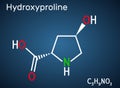 Hydroxyproline , Hyp, C5H9NO3 molecule. It is is a common proteinogenic amino acid and a major component of the protein collagen.