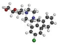 Hydroxyzine antihistamine drug. Used include treatment of itching, anxiety and motion sickness