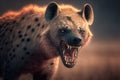 Hyena aggressive, hunting and attacking, predator, Generative AI