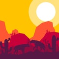 Hyena animal silhouette desert savanna landscape design vector illustration