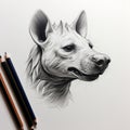 Minimalist Hyena Head Silhouette Drawing With Single Pencil Stroke