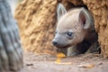 hyena pup yelping by a den entrance Royalty Free Stock Photo