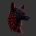 A hyena\'s head with fiery fur