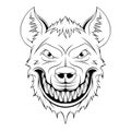 Hyena. Vector illustration of angry animal. Sketch african spotted wild animal
