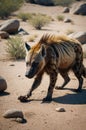 Spotted Hyena Strolling Across the Dry Savannah on a Sunny Day in Africa Royalty Free Stock Photo