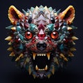 A hyenas head made of beautiful gemstones. Wildlife Animals. Decorations. Illustration, Generative AI