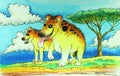 Hyenas in wild painting