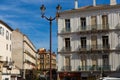 Typical street with Art Nouveau buildings in Hyeres, France
