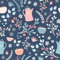 Hygge Autumn and winter pattern design. Cute and cosy vector seamless repeat resource.