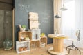 Hygge cafe with upcycled furniture