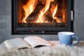 Hygge concept with book and tea