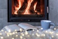 Hygge concept with open book Royalty Free Stock Photo