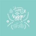 Hygge background with hand drawn cozy home illustrations