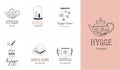 Hygge - Simple Life in Danish, collection of hand drawn elegant and clean logos, elements