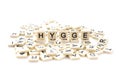 HYGGE spelt on word tiles