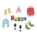 Hygge text. Vector Illustration for printing, backgrounds, covers, packaging, greeting cards, posters, stickers, textile and