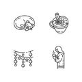 Hyggelig atmosphere linear icons set Royalty Free Stock Photo