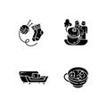 Hyggelig time black glyph icons set on white space Royalty Free Stock Photo