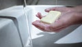 Hygiene in action: Soapy hands under a gentle stream of water in a sink Royalty Free Stock Photo