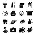 Hygiene, bacteria virus protection vector icons