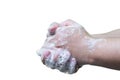 Hygiene. Cleaning Hands. Washing hands with soap bubbles for protect coronavirus or covid-19,