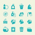 Hygiene and cleaning icons. Washing antiseptic, personal home care vector signs