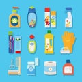 Hygiene and cleaning products flat icons